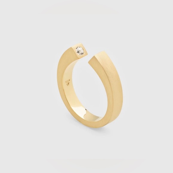 NEW 10.75 US Tom Wood split gate 9 Kt Satin Gold Diamond ring - Picture 14 of 15